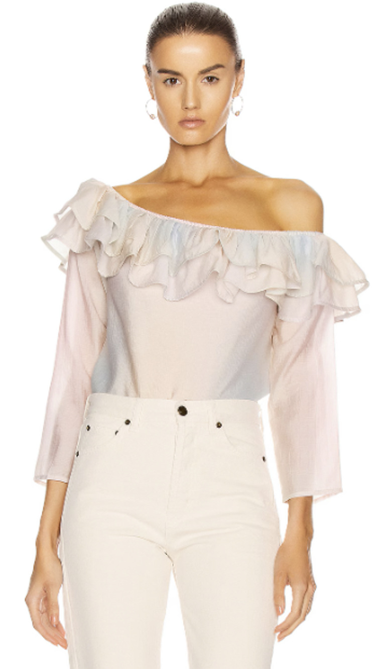 Atoir Women's Large Ruffled Rainbow Not Going Back Off The Shoulder Top G21-22